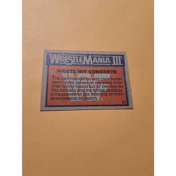 Vintage 1987 Topps WWF WrestleMania III Card #57 The Hart Foundation Danny Davis - Picture 2 of 2